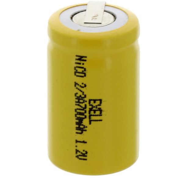 Exell Battery 2/3A Size 1.2V 700mAh NiCD Rechargeable Battery with Tabs EBC-302-1 - main